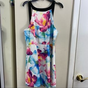Multi-colored halter skater dress